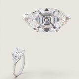 3.5ct Asscher cut Center  with Trillions on the sides. F117-CZ-14K