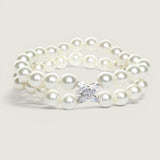 DOUBLE STRAND 7MM PEARL BRACELET WITH X CLASP - BF337/27/PL/CZ