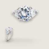 4.5ct Round-cut stone Solitaire ring  with Trillion sides of 1.5 total carat weight. Center stone size: 10.5mm. T13437-8-CZ-14K