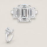 Small Emerald-Cut and Baguette Three Stone Ring (6.25TCW)