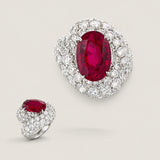 Large Twist Pave Ring with 8ct Oval Center and 95 Round Stones. Center stone size: 14X11mm F292-RB-CZ-14K