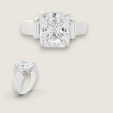 Wide shank 8ct Radiant Cut Center  with 2 Baguette Cut stones on the sides 30PTS.   F356-CZ-14K