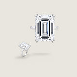 22ct Emerald Cut Solitaire Ring  with thin side shank and double prong.  F365-CZ-14K
