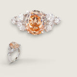 Coffee Oval Center with Marquise Side Stone Ring