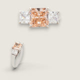 1.5ct Princess Cut Center  with 2 Emerald Cut stones on the sides of .60 TCW.   F535-COF-CZ-14K