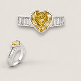1.5ct Heart-Shaped Center Bezel Set  with 10 Baguettes on the sides of 1.2 TCW. F56-CAN-CZ-14K