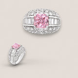 4ct Princess Cut Center  with 12 Baguettes on the sides of 1.2 TCW  surrounded by 24 Round Cut Stones of 3 TCW. F71-PK-CZ-14K