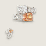 Wrap Around ring with 2 Emerald Cut Center stones (5 TCW)  and 6 Emerald Cut stones on the sides (1.5 TCW)   F215-COF-CZ-14K