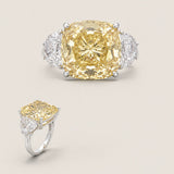 Cushion Cut Canary Center with Half-Moon Sides