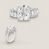 3.25ct Emerald Cut Center  with 4 Emerald Cut stones on the sides of 1.5 TCW.      F219-CZ-14K