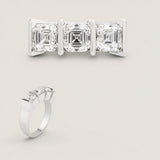 Triple Princess Cut Stones set with bridge. Stone size: .55CT each. F173-CZ-14K