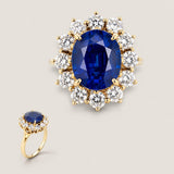 Oval Sapphire Halo Ring (4.25 TCW)