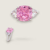 4ct Cushion Cut Center with 2 Half Moon Cut Stones of 1 TCW on the sides. F369-PK-CZ-14K