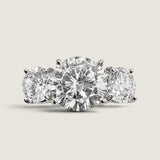 2.5ct Round Cut Center with 2 Round Cut Stones of 1.25ct on the sides. Center stone size: 9mm.    F315-CZ-14K