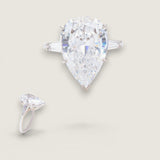 8ct Large Pear-Shape cut Center with 2 Baguette cut stones(.5TCW) on the sides of 8.5 TCW - F167-CZ-14KT