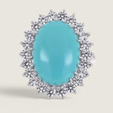 15ct Oval Cut Center surrounded by 22 Round Cut stones of 1.3ct.