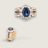 Oval Sapphire Statement Ring with Halo (6.95 TCW)