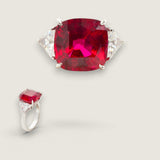 Crimson Reverie Three Stone Ring (12.2 TCW)