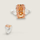7ct Emerald Cut Center with 1.1ct Trillion cut stones on the sides. 17332-COF-CZ-14K