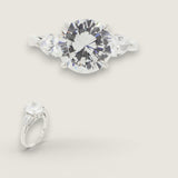 1.75 Round Cut Center with 1ct Pear-Shape cut stones on the sides. Center stone size: 7.75mm 17394-3-CZ-14K
