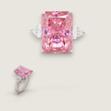 Pink Emerald-Cut Center with Pear Side Stones
