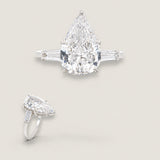 Pear Center with Tapered Baguettes Side Stone Ring (4.3TCW)