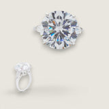 11.5ct Round Cut Center with .6ct Baguette Cut Stones on the sides. Center stone size: 15mm 17158-20-CZ-14K