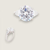 9ct Round Cut Center with 1.5ct Pear-Shape Cut on the sides. Center stone size: 13mm 17293-15-CZ-14K