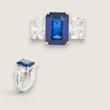 Sapphire Center Emerald-Cut Three Stone Ring (8 TCW)