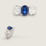 Triple Oval Ring with Sapphire Center (7.5 TCW)