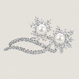 Double Flower Pearl Center Brooch