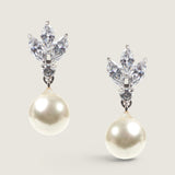EARRING 3 marq cluster w/pearl drop - 21E3P/PL/CZ