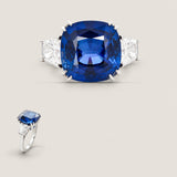 Sapphire Cushion with Kite Side Stones (11.5 Carat Center)