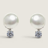 EARRING 12mm prl w/1 round cz at bottom - F107/PL/CZ