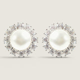 EARRING 10 MM PEARL CTR. w/RDS. SURR. - T13503E/PL/CZ