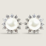 EARRING 11mm prl w/rds  - CJ11PL/PL/CZ