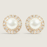EARRING PRL CTR W/ROW RDS SURR SEP BY RIDGE - T12339/PL/CZ