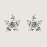 EARRING 7.25mm rd cz ctr.w/ps & marq.Flower Earring - T12701/CZ