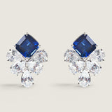 EARRING 8 x8 sq ctr. surr w/ps - F144T/SAP/CZ