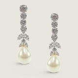EARRING 7.25mm rd w3rds 5.5mm w/prl drop  - E39/PL/CZ
