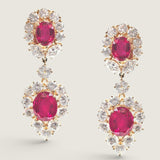 EARRING 9x7oval w/11x9oval drp.surr by rds/marq - 17410A/RUB/CZ