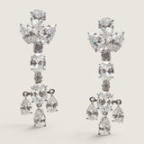 EARRING 3ps 1rd top w/oval rd oval 3ps drops - EF69/CZ