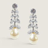EARRING W PL TOP W/5RD CLUST/G-PL& CLUST/ W-PL  - EF318/PL/CZ