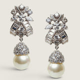 EARRING W PL TOP W/5RD CLUST/G-PL& CLUST/ W-PL  - 17486/PL/CZ