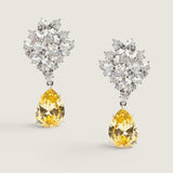 EARRING  8X5 PS CLUST W/cz top col drop   - T12557D/CAN/CZ
