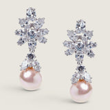 White Pearl Cluster Drop Earrings (7.1 TCW)