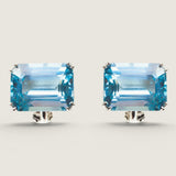 Aquamarine Emerald-Cut Button Earrings (25 TCW)