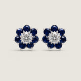 Sapphire Flower Button Stud Earrings (5.15 TCW)