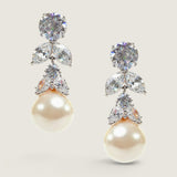 EARRING RD W/DROP OF 2 MARQ & RD W/PS PRL(D50) - E39W/PL/CZ