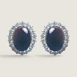 EARRING LG RD CTR W/2ROWS  RDS SURR - 17495E/ONYX/CZ